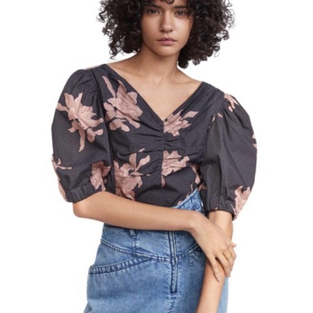 La Vie Rebecca Taylor Tiger Lily Poplin Blouse  S